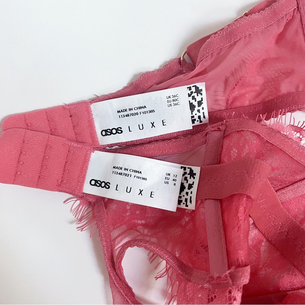 ASOS Hot Pink Lace Corset Lingerie Set - Picture 14 of 16